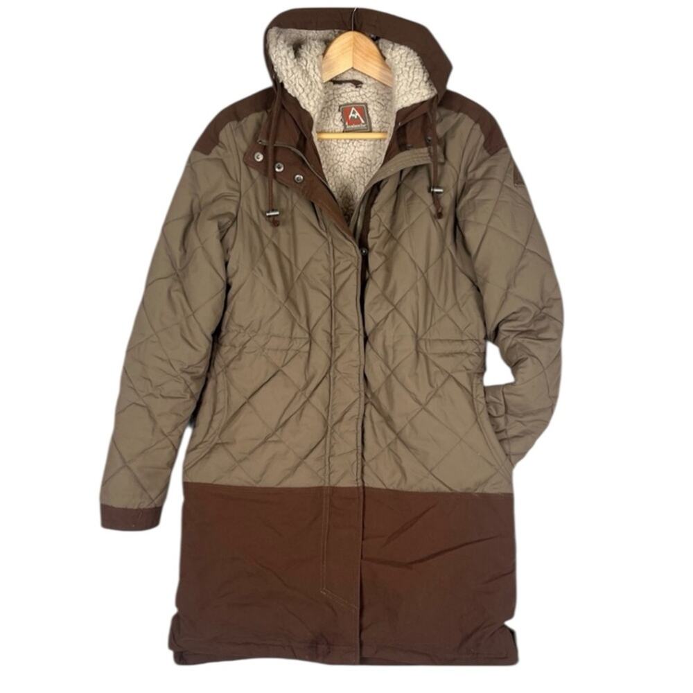 Avalanche Quilted Parka Sherpa Lined Womens Small Brown Chore Coat Gorpcore